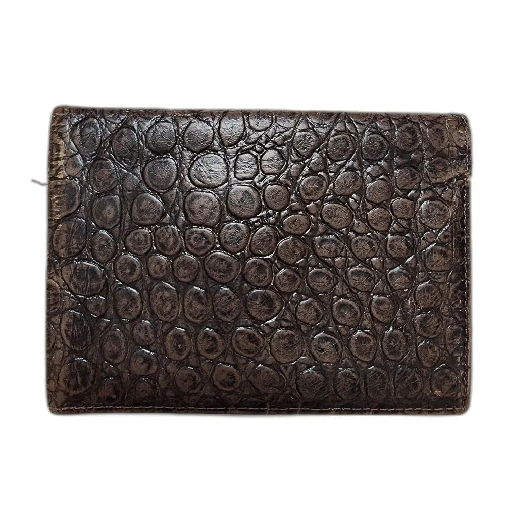 Brown Crocodile Grain Calf Passport Travel Wallet